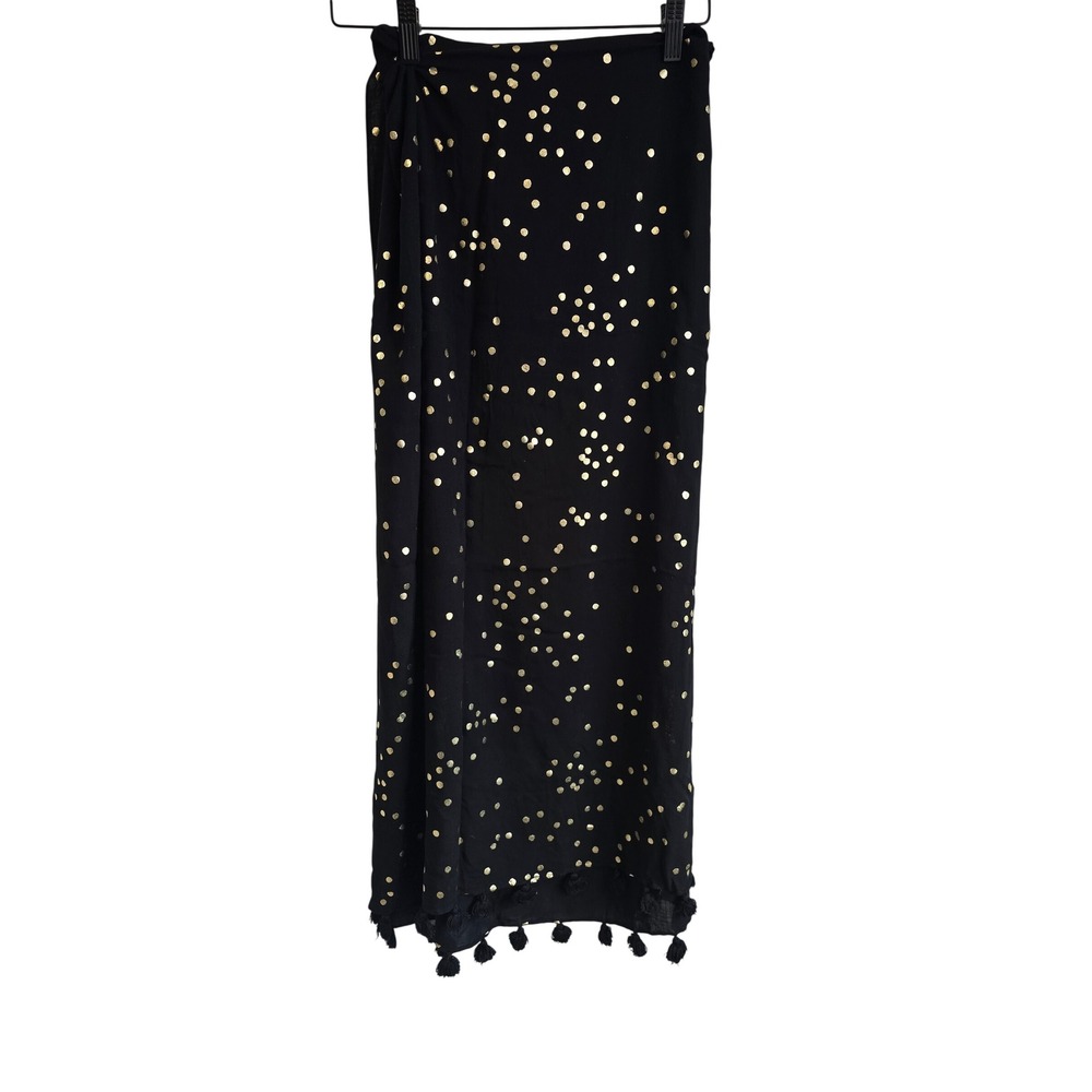 Kate Spade New York Scarf Black Gold Polka Dot Tassel KS1001710C